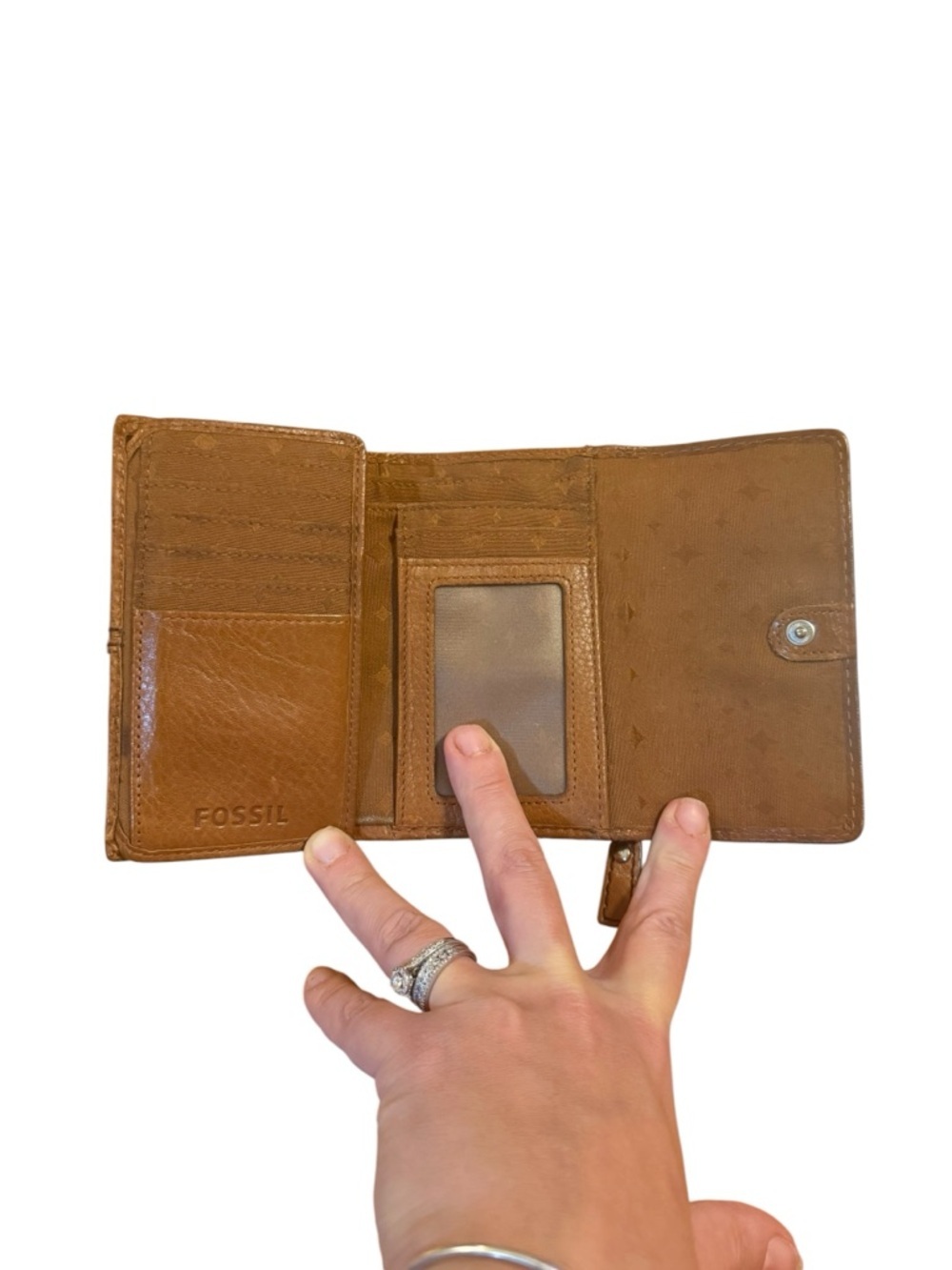 Fossil Brown Leather Trifold Wallet with Keyhole Plaque - Picture 5 of 8